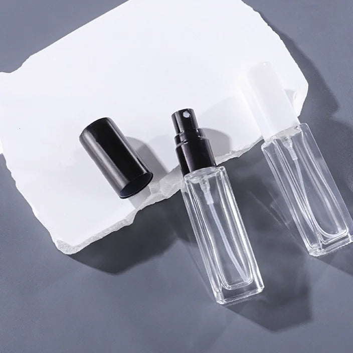 5ml 10ml Rectangle Travel Fine Mist Glass Perfume Cosmetic Packaging Golden Silver Black Spray Bottle