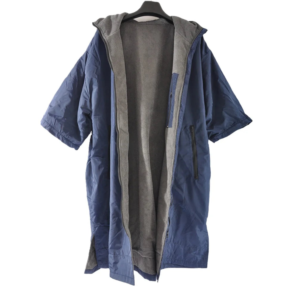 Surf Poncho with Hood Microfiber Wetsuit Keep Warm Sports Towel Changing Robe Wearable Blanket with Zipper and Large Pocket