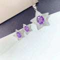 Hot Sale Hawaiian Statement 925 Silver Natural Amethyst Necklace and Earrings Jewelry Sets