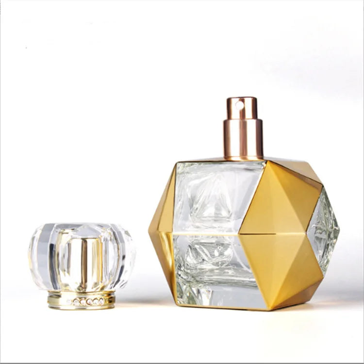 Polygonal Glass Perfume Bottle Bayonet Glass Bottle Spray Bottle Designable 3D Cap