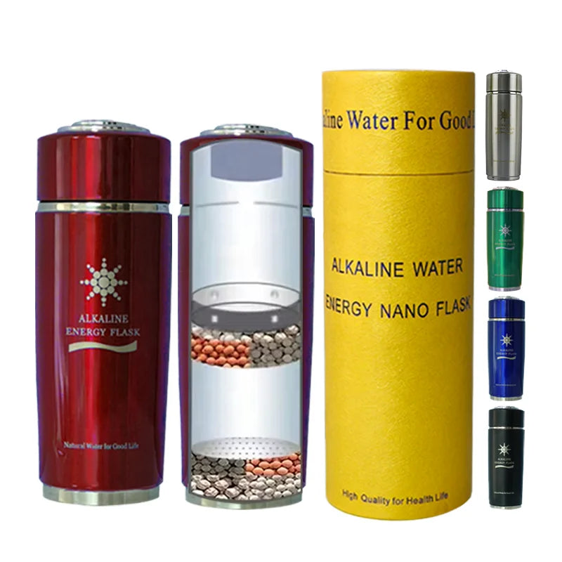 400ml Classic Design Nano Alkaline Energy Ionizer Filter Flask Water Bottle Vacuum Cup Booster for Health for Camping