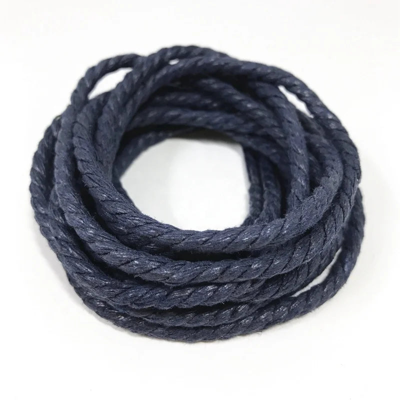 High Quality 4mm Thick Waxed Cotton Twisted Shoelaces Transparent Plastic Tips Customizable Length 7 Colors Printable Boots