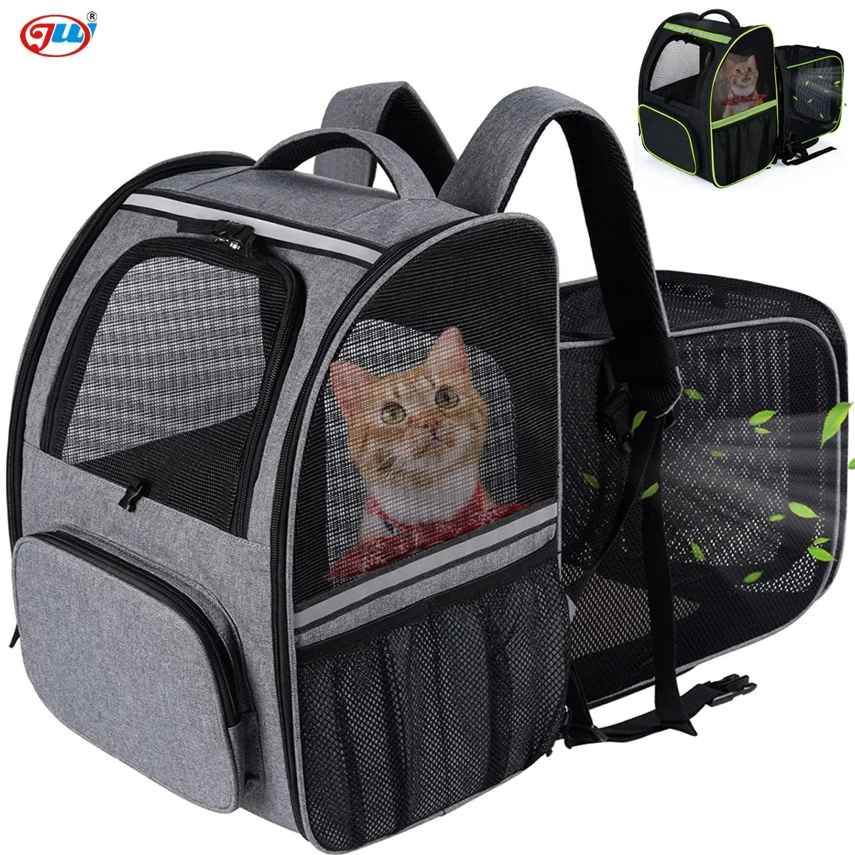 Fast Delivery Cat Carrier Backpack Safety Clip Expandable Pet Carrier for Hiking Travel Camping Zipper Space-Saving for Dogs