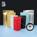 Lebei Packing Wholesale Zipper Stand-Up Pouch with Valve Multicolor Kraft Paper Coffee Doypack Packaging Bag Stock
