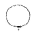 Y171 Wholesale Collier En Acier Inoxydable Double Chain Winding Black Gem Cross Pendant Women Necklace Fashion Jewelry Necklaces