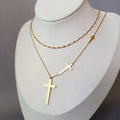 SC Popular Trendy Gold Silver Stainless Steel Necklace Vintage Choker Necklace Fashion Cross Pendant Necklace for Women
