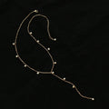 Handmade Stainless Steel Fresh Water Pearl Charms Lariat Tassel Necklace for Women