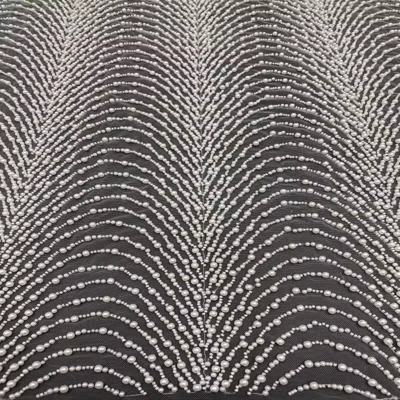 Embroidered Beaded Lace Fabric for Bridal Dress