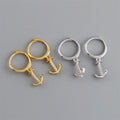 New Trendy Anchor Zircon 18k Gold 925 Sterling Silver Fashion Hoop Earrings for Women