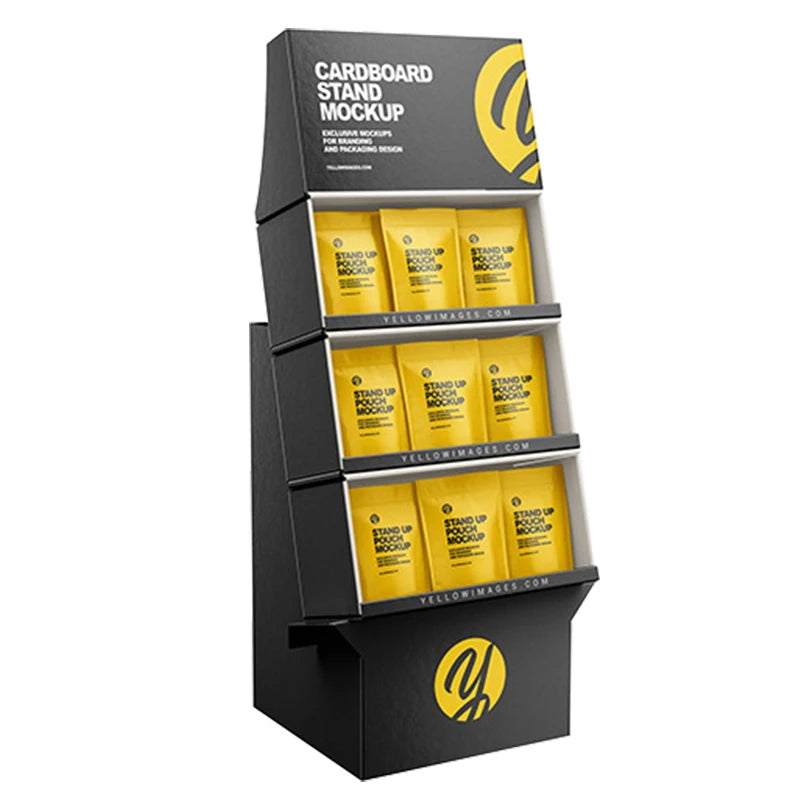 Custom Printed Corrugated Cardboard Display Stand Floor Carton Organizer Racks for Convenient Snack Storage