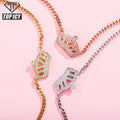 18k Gold Plated Adjustable Rose Gold Color Iced Out Chain Cz Stone Charm Crown Shape Pendant Necklace Women Jewelry Choker