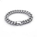 10/12MM Width Stainless Steel Cuban Chain Bracelets for Men Silver Color Fashion Hip Hop Male Boy Wristband Jewelry