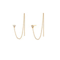 American European 925 Sterling Silver Crown Eye Shape Zircon Long Tassel Chain Gold Plated Stud Earrings Ear Line for Women