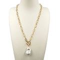 16-24 Inch100% Nature Big Baroque Freshwater Pearl Choker Necklace stainless Steel Real Gold Plating Chain for Women