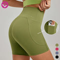 Workout Yoga Shorts Butt Lift Sportswear High Waist Anti Slip Fitness Gym Women Biker Shorts with Pockets