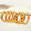 Best Seller Delicate Waterproof Jewelry Colorful Cubic Zircon Geometric Huggie 18k Gold Plated Stainless Steel Hoop Earring
