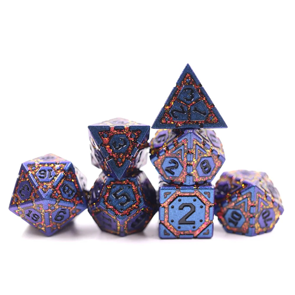 Custom 7pcs Dice Set Dnd Color Shift Metal/orange Gold Mica Polyhedral Dice for DND Dungeons and Dragons Role Playing Games