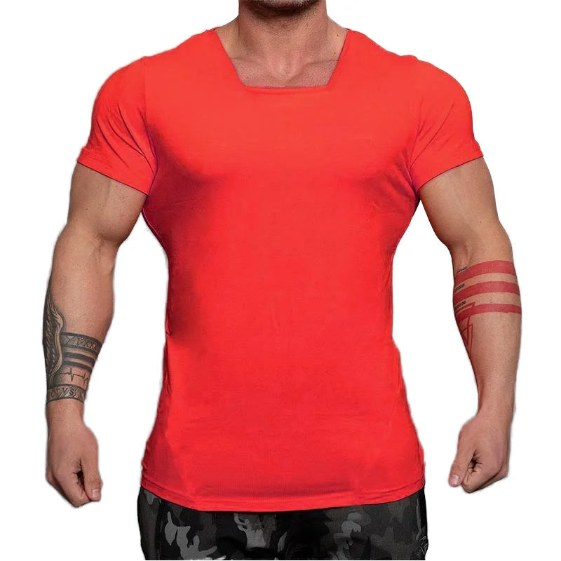 Custom Gym Wear Men Sports Apparel Square Neck Mens T-shirts Custom Logo