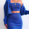 Custom Knit Three-Piece Dress Set for Women Plus Size Strapless Sweater Tops High-Waisted Skirts Autumn Front Logo Position MegaBDM