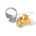Customized European American Style 18K Gold Stainless Steel Adjustable Ring Irregular Glossy Asymmetric Open Design  Engagement
