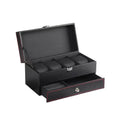 4pcs Microfiber PU Leather Watch Storage Double Layer PU Box Multi-Function Jewelry Case