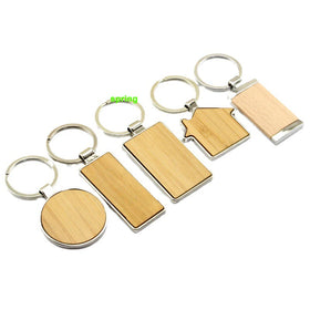 Custom Logo Engraved Named Promotional Souvenir Craft Blanks Key Chain House KeyRing Wood Surfboard Bamboo Laser Metal Key Chain