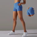 OEM Plain Yoga Shorts with Peach Bum Butt Lifting Scrunch Side Pockets V Waist Workout Fitness Shorts Solid Pattern