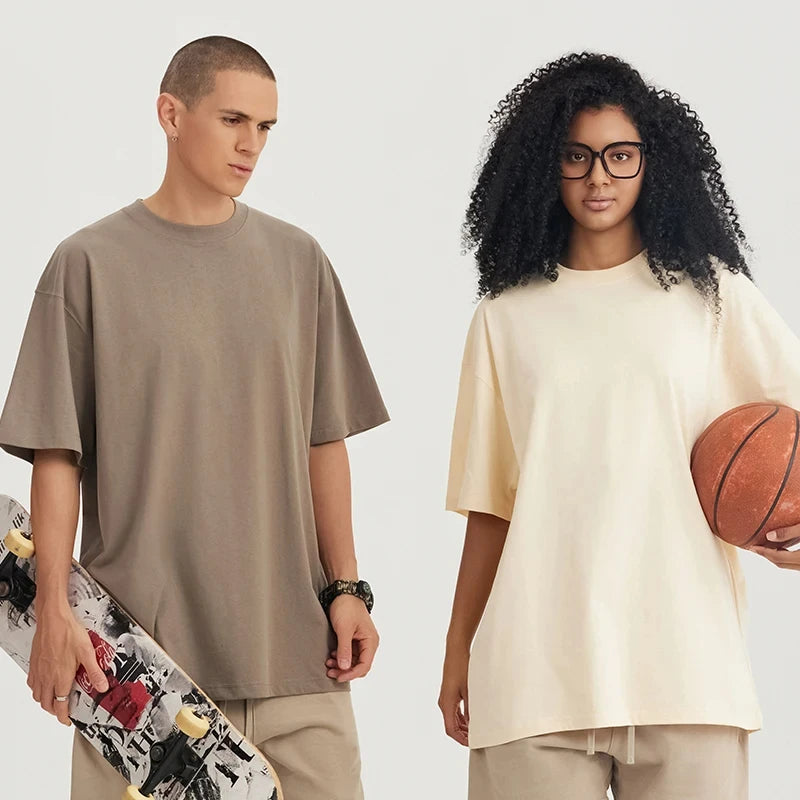 2024 New Design Luxury Quality Cotton Loose Big Drop Shoulder Brand Blank Plain t Shirt Cotton Oversized Tshirt