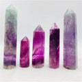 Natural Quartz Crystal Stone Point Healing Wand Purple Fluorite Tower