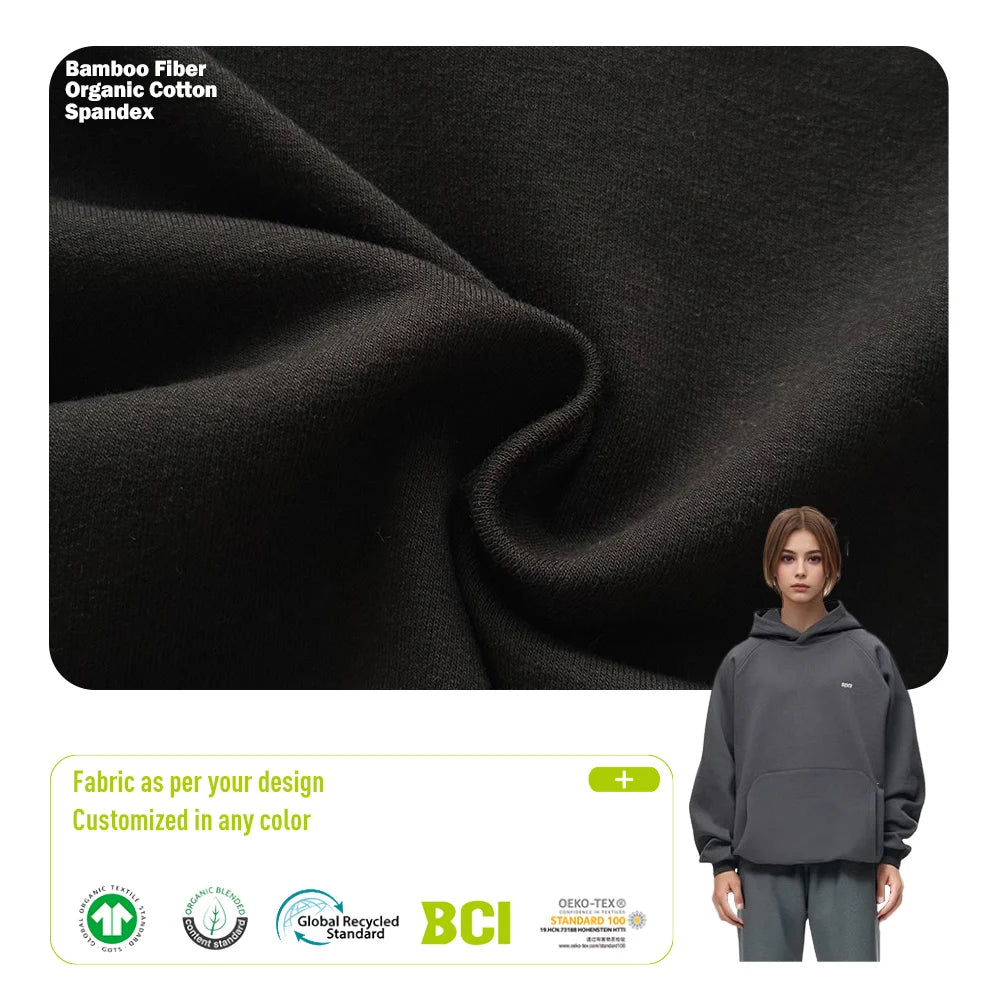 68% Bamboo 25% Organic Cotton 5% Spandex Knitted Jersey 180-220gsm Fabric Eco-friendly Bamboo Fiber Product