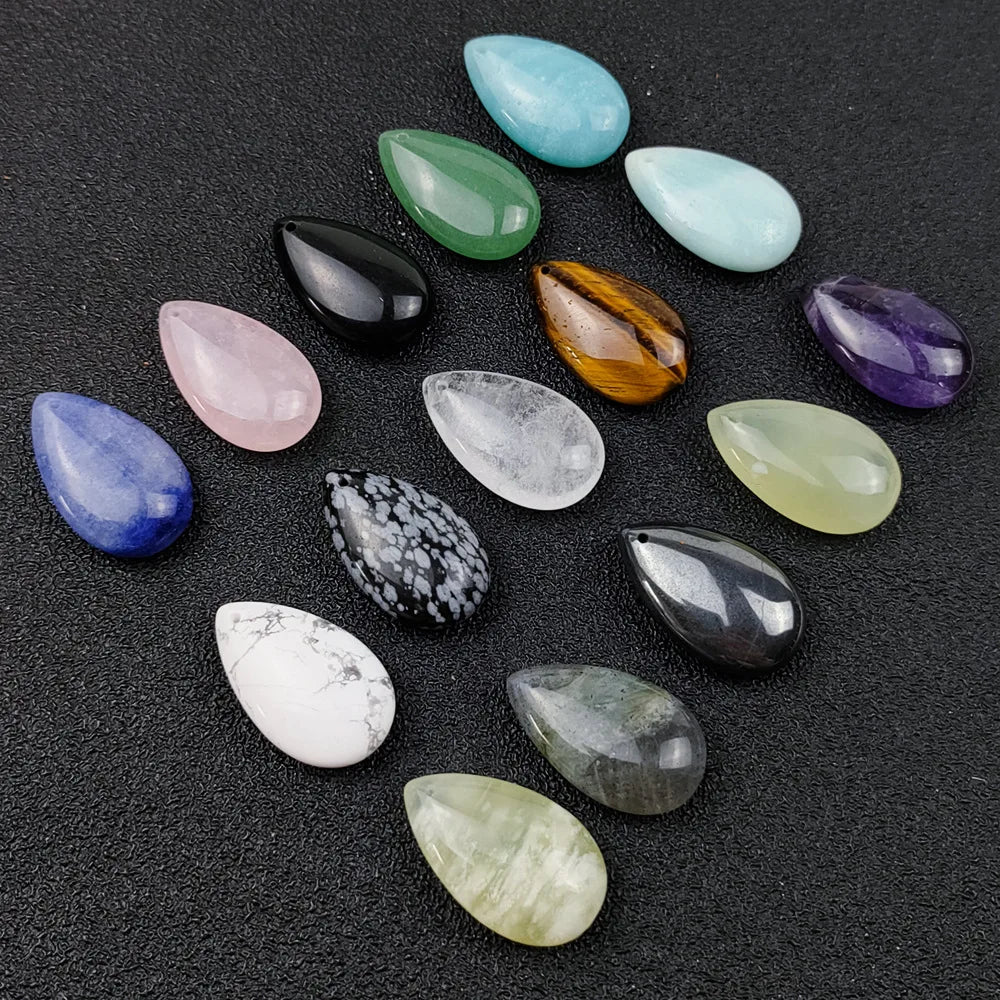 Natural Color Flashy Chakra Crystal Stone Teardrop Shape Customized Pendant Necklace Jewelry