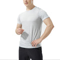 Mens Spandex Textured Training Short Sleeve Running Gym Sportswear Rush Guard Tracksuit Fitness Shirt
