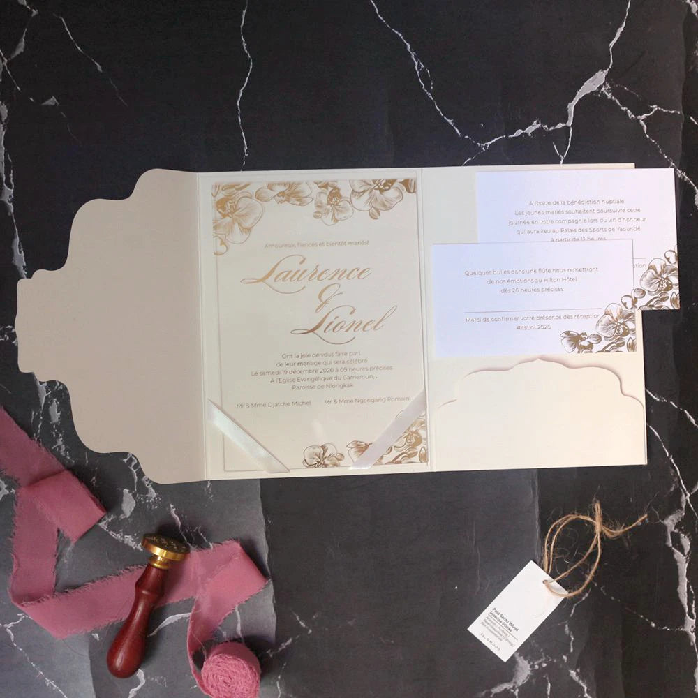 Rose Gold Pocket Fold Party Invitations Acrylic Cards Custom RSVP Cards Thank You Cards MegaBDM