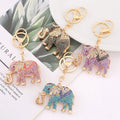 Elephant Rhinestone Keychain Metal Diamond Carved Key Chain Bag Car Pendant Exquisite Gift Phone Accessories Key Chain