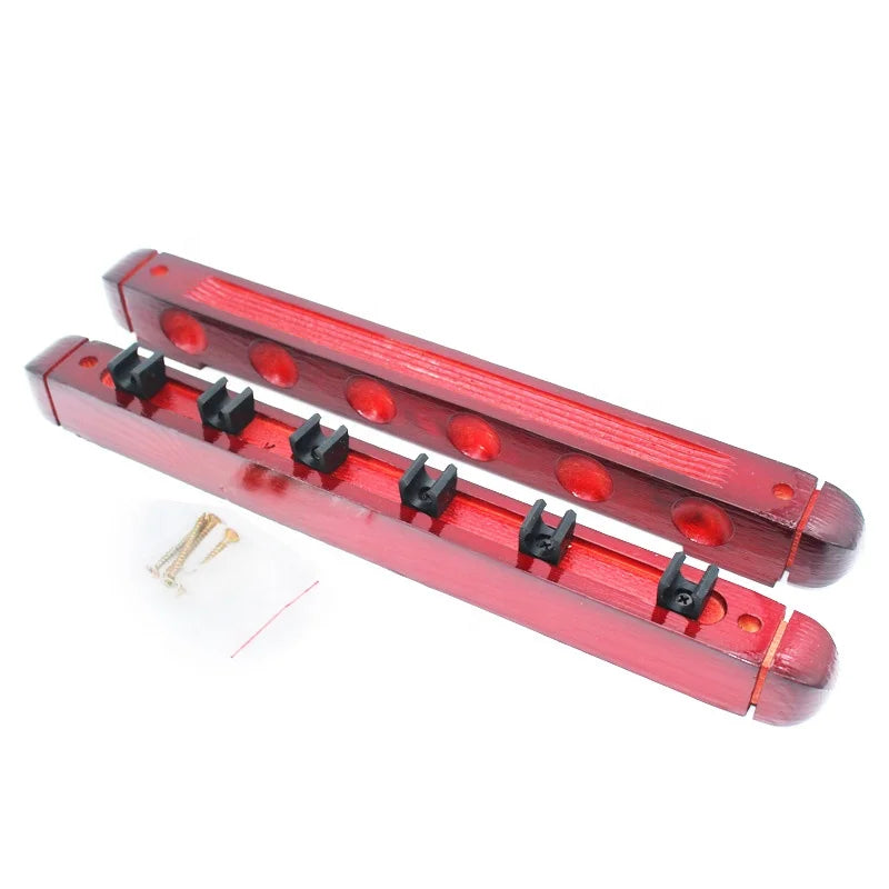 Premium Wood Hanging Wall Rome Rack 6 Holes Snooker & Billiard Cue Sticks Holder