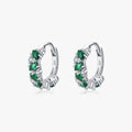 925 Sterling Silver Daily Accessories Ear Buckles Fine Jewelry Vintage Green Marquise Cut Zirconia Hoop Earrings for Women