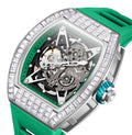 ONOLA New Fashion Square Diamond Silicone Waterproof Watch Men's Top Grade Hollow Out Fully Automatic Mechanical Luxury Watch