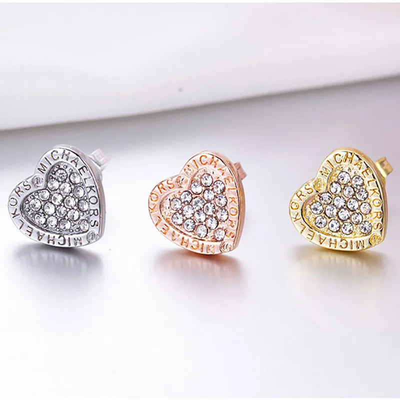 Hot Sale Women's 18K Rose Gold Color Quartz Romantic Fashion Chandelier Earrings Love Heart Shaped Wholesale
