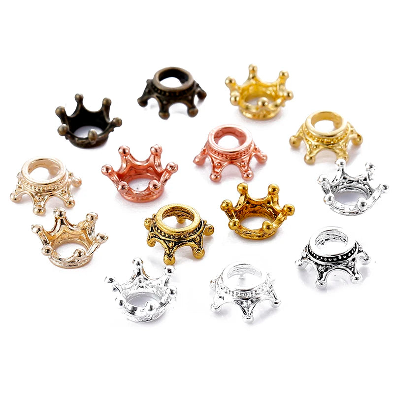 YuenZ8 Colors Alloy Loose Spacer Beads Gold Silver Crown Beads for Jewelry Making DIY Bracelet Handmade Accessories 7x10 mm N202