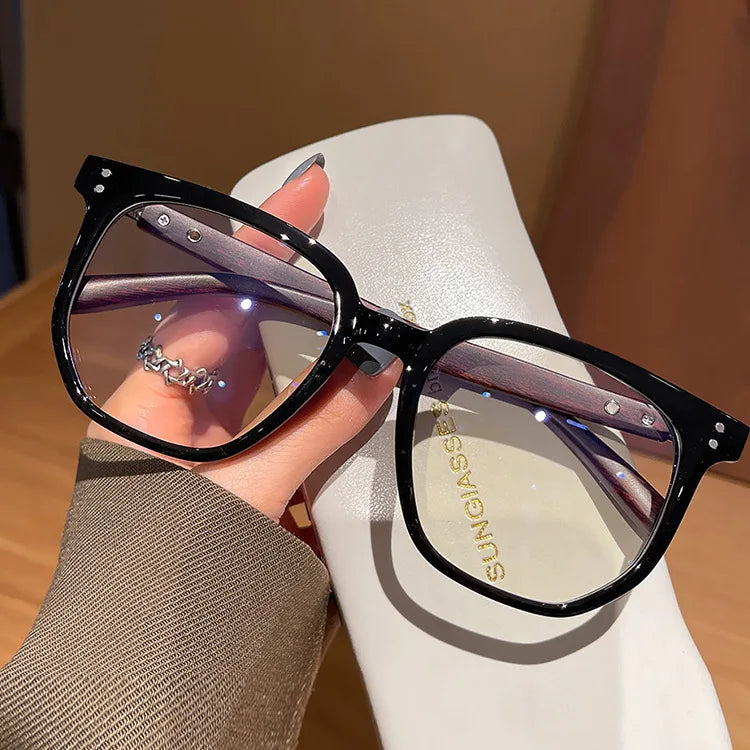 2025 New Fashion Tr Retro Wood Grain Leg Anti Blue Light Optical Glasses Frame Computer Men Square Eyeglasses Frame
