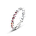 Hot Selling Silver 925 Fashion Jewelry Color Ring for Women Full Round Shape Colorful CZ Rainbow Ring Zircon Ladies Rings