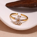 Dainty Shining Zircon Rings Flower Open Ring 18k Gold Plated Jewelry Stainless Steel Jewelry Gift for Women