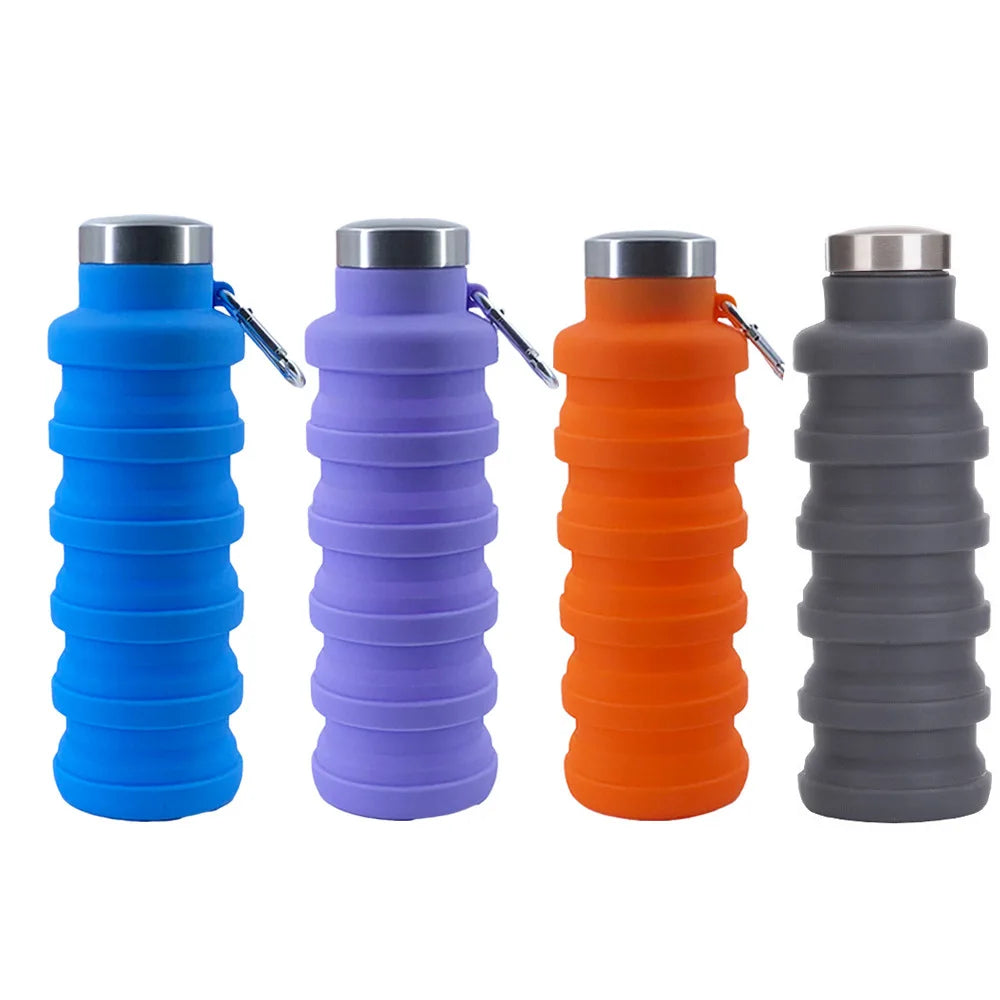 Collapsible Water Bottles Leakproof Valve Reusable BPA Free Silicone Foldable Travel Water Bottle for Gym Camping