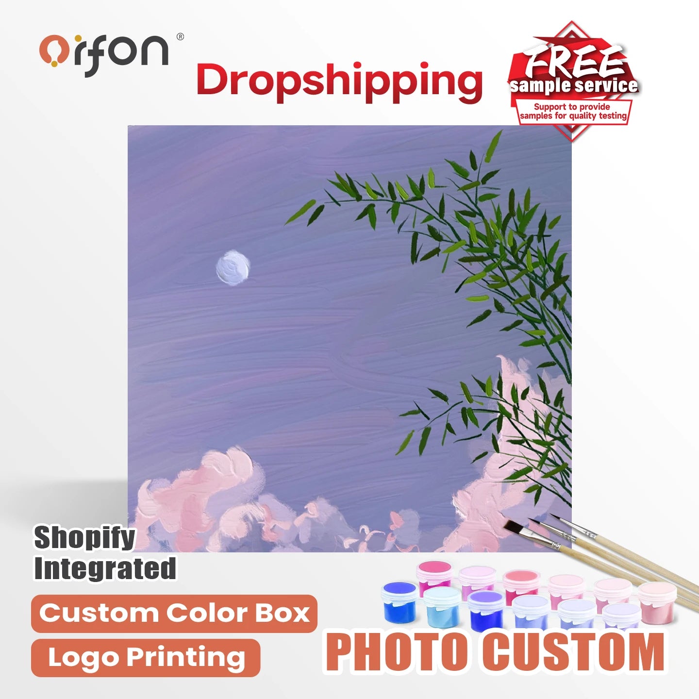Orfon Q1048 Moon View DIY Oil Painting Kit New Design Paint by Numbers with Frame for Home Wall Decoration Canvas Painting