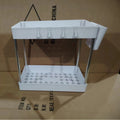 2-Tier under Sink Organizer with Hooks for Bathroom Storage Black Plastic Shelf and Bath Collection Baskets
