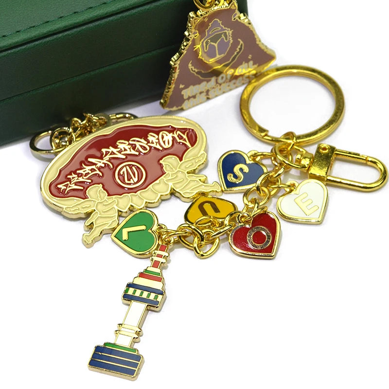 Factory Personalized Custom 2D 3D Logo Souvenir Letter Hard Soft Enamel Metal Keychain Key Ring Promotional Keychains