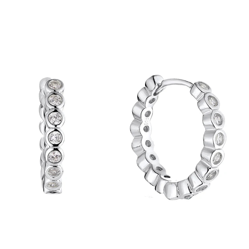 New Fashion Silver Jewelry 925 Sterling Silver Hoop Earrings Charms Gold Plated Multicolor Minimalist Earrings for Women