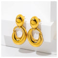 Powell PVD 18K Gold Jewelry New Arrival Stud Earrings Zircon Waterproof Stainless Steel Non-Tarnish Tarnish-Free Geometric