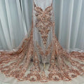 Wholesale Embroidery Heavy Bead Fabric Lace Mesh Embroidery Fabric Evening Dress Fashion Bead Tube Embroidered Lace JX2732