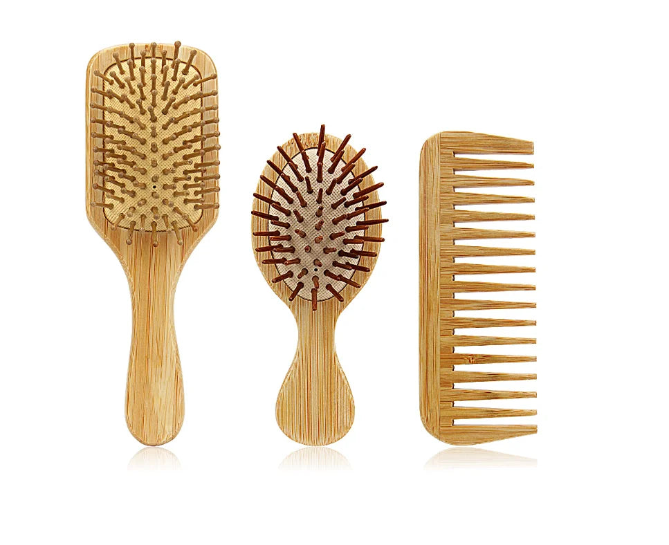Eco-friendly Bamboo Air Paddle Hair Brush Good Quality Oval Shaped Brush with Bamboo Pins for Head Application